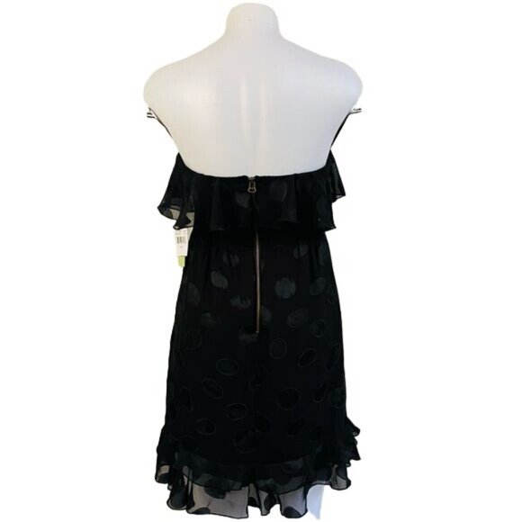 Johnny Martin Black Mini Polka Dot Strapless Short Dress NWT Size M - Picture 9 of 10